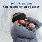 3D Bamboo Cotton Sleep Mask with Bluetooth 5.4 Headphone, Music Wireless Bluetooth Blackout Eye Mask for Side Sleepers, Earphones HD Speaker Microphone for Travel, Gifts for Women Men, Black