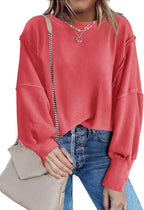 Nirovien Womens Oversized Crewneck Sweatshirt Side Slit Long Sleeve Pullover Slouchy Fit Tops