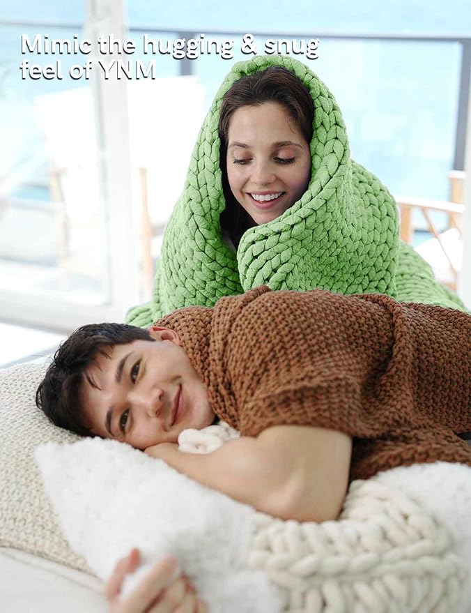 YnM Chunky Throw Blanket, Medium-Weight, Hand Knitted, Skin Friendly, Ventilated and Breathable, Machine Washable, Home Décor Piece for Couch, Sofa and Bed (Avocado Green, 50x70 Inch)