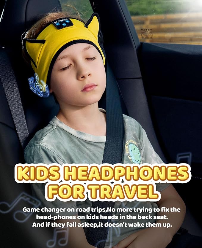 KIDSBAND Kids Headphones, Bluetooth Headband for Kids with Wired Playback 3.5 MM Jack for School, Travel
