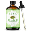 Siva Citronella Essential Oil - 4 Fl Oz – 100% Natural Citronella Oil - for Diffuser, Face, Skin Care, Aromatherapy, Hair Care, Scalp and Body Massage - with Dropper
