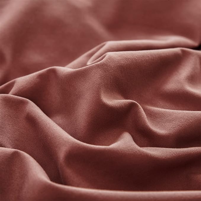 Luxlovery Brick Red Comforter Set King Dark Rust Bedding Comforter Set Solid Blackish Red Breathable Blanket Quilts 3 Piece Bedding Set for King Bed