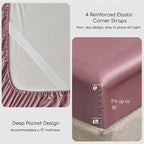 MR&HM Satin Bed Sheets, King Size Sheets Set, 4 Pcs Silky Bedding Set with 15 Inches Deep Pocket for Mattress (King, Rose Taupe)