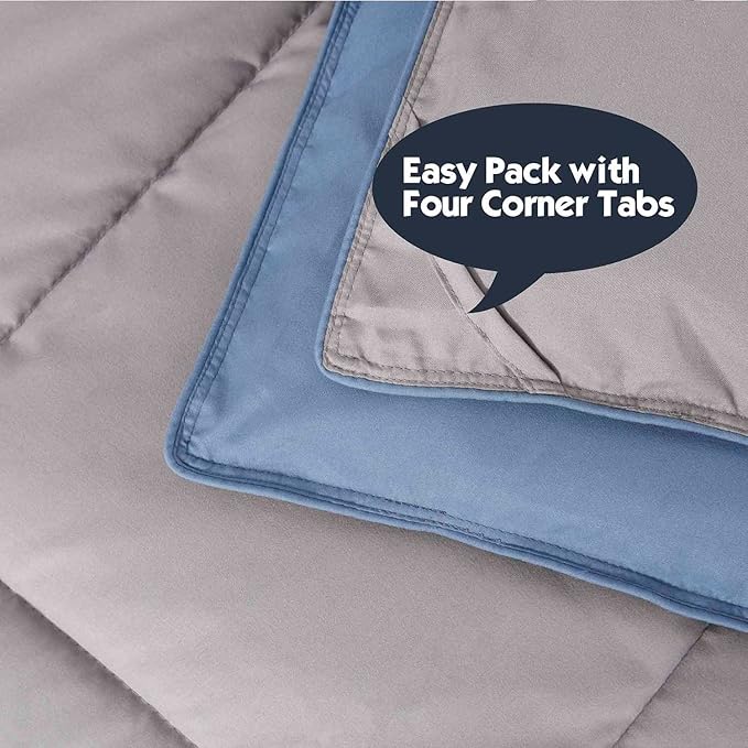 HIG 3pc Dusty Blue Twin/Twin XL Comforter Set - All Season Reversible Down Alternative Comforter with Sham - Quilted Duvet Insert with Corner Tabs - Box Stitched Blanket - Breathable, Soft, Fluffy