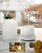 Onaboviva Essential Oil Diffuser - 2.4MHz Ultrasonic Glass Diffuser for Home, 120ml, Pulse&Continuous Mist, Bright/Dim/Breathing Lighting, Waterless Auto-Off, Aromatherapy Diffuser with USB Cable