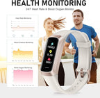 Fitness Tracker, Activity Trackers with 24/7 Heart Rate, Blood Oxygen Blood Pressure Sleep Monitor, Step Counter with 1.1" AMOLED Touch Color Screen, Calorie Pedometer Health Smart Watch for Women Men