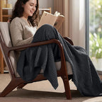 PHF Ultra Soft Waffle Weave Throw Blanket 50"x 60"- Washed Lightweight Breathablee Cozy Woven Blanket - Great for Couch Bed Sofa Home Car - Black