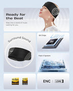 MUSICOZY Sleep Headphones Soft Bamboo Cotton Headband Headphones for Sleeping, Sleep Headphone Wireless Bluetooth 5.4 with Ultra-Thin HD Stereo Speaker for Unique Gifts(Classic Black)
