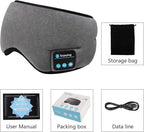 Wireless Sleep Mask,SKEYEOL Sleep Headphones,Adjustable&Washable Music Travel Sleeping Headset with Built-in Speakers Microphone Hands-Free for Air Travel,Siesta and Sleeping Grey