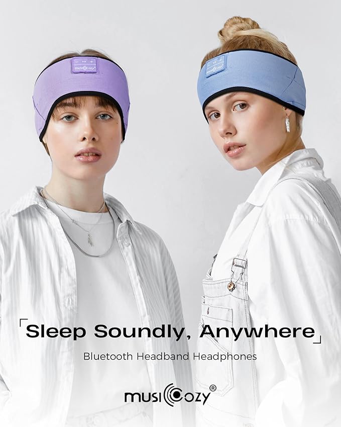 MUSICOZY Sleep Headphones Soft Bamboo Cotton Headband Headphones for Sleeping, Sleep Headphone Wireless Bluetooth 5.4 with Ultra-Thin HD Stereo Speaker for Unique Gifts(Lavender Purple)