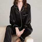 SIHA Satin Silk Pajamas for Women Pajama Set With Long Sleeve Button-Down Satin Pajamas Sleepwear XS-3XL