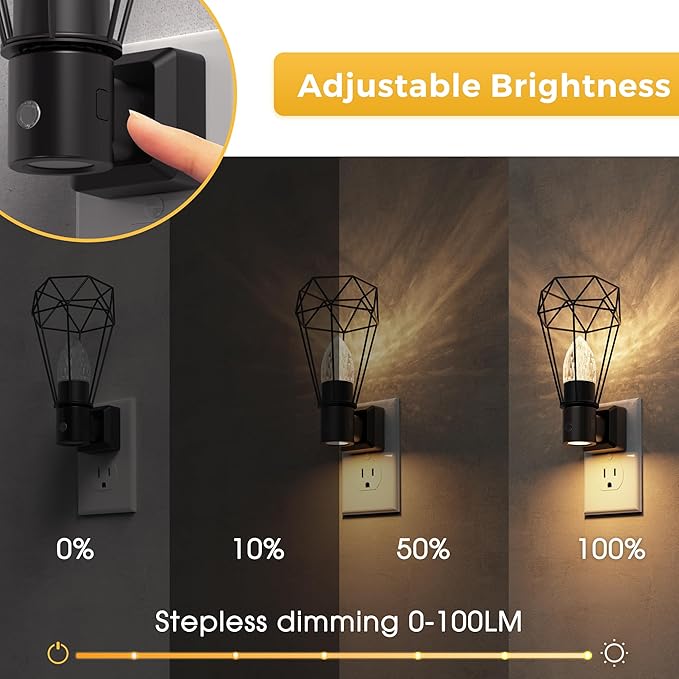 L LOHAS LED Night Light, 2 Pack Night Lights Plug into Wall, 3000K Warm White, Farmhouse Plug in Light with Dusk to Dawn Sensor, for Bedroom, Bathroom, Kitchen, Hallway