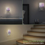 Lavander Flower Butterfly Night Light, Night Light Plug into Wall with Dusk to Dawn Sensor, LED Lamp Energy Saving Lights for Men Women Boys Girls,Lamp for Bedroom Bathroom Hallway