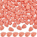100Pcs 7x9mm Hawaii Flower Beads Carved Coral Beads Summer Pink Jasmine Artificial Floral Synthetic Coral Small Smooth Loose Spacers Findings for Jewelry Making Bracelets Necklaces DIY Crafts