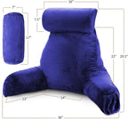 Clara Clark Reading Pillow with Shredded Memory Foam Includes 2 Neck and Lumber Support Pillows, Designed for Sitting Up in Bed and Couch Back and Arms Adjustable Support for Adults & Teens Royal Blue