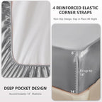 CozyLux Satin Sheets King Size Sheet Set - 4 Piece Silky King Sheets, Luxury Light Grey King Bed Set with Smooth and Soft Microfiber, Includes 1 Fitted Sheet, 1 Flat Sheet and 2 Pillowcases