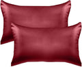 Elegant Comfort 2-Pack Cooling Viscose Satin Pillowcase Set with Hidden Zipper Closure, Silky Smooth for Best Hair and Skin Care-Beautiful Gift Box-2-Piece Satin Pillowcase Set, King, Burgundy