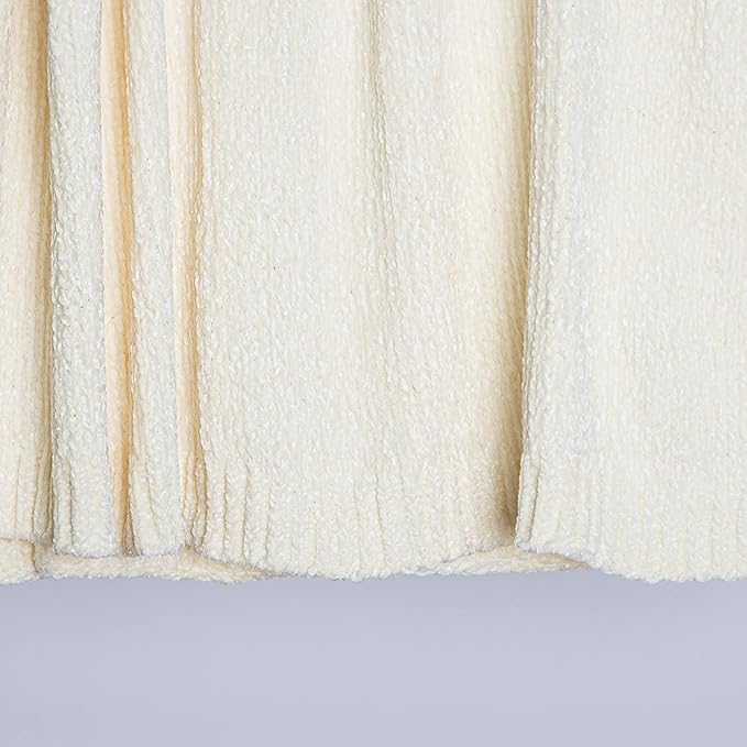 Best Home Fashion Super Soft Luxe Sheen Chenille Throw Blanket, Warm and Cozy Knitted Decorative Blanket for Sofa, Couch and Bed All Seasons 60 x 80 Inches- White