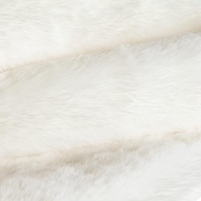 Home-Complete Faux Fur Bath Mat – 21x34-Inch Nonslip Jacquard Faux Fur Rug for Washable Rug Bathroom or Kitchen, Beige