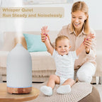 Diffuserlove Ceramic Essential Oil Diffuser 160ML Aromatherapy Diffuser for Home Bedroom Room Cool Mist Humidifier Stone Air Diffusers with Yellow Wood Pattern Base (Size:6.8" H x 3.6" W)