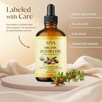Siva Jojoba Organic Oil 4oz (118ml) Premium Cold-Pressed 100% Natural Organic Carrier Oil with Dropper for Face, Skin Care, Body Massage, Hair Care, Hair Oiling & Scalp Massage
