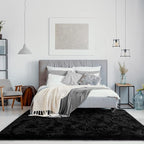 Jelymark Super Soft Shaggy Rug for Bedroom, 4x5.9 Feet Fluffy Carpet for Living Room, Fuzzy Indoor Plush Area Rug for Home Decor, Furry Floor Rugs for Dorm, Kids Nursery Rug for Girls, Black