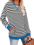 Magritta Women's Long Sleeve Leopard Color Block Tunic Comfy Crewneck T Shirt Tops Black XL