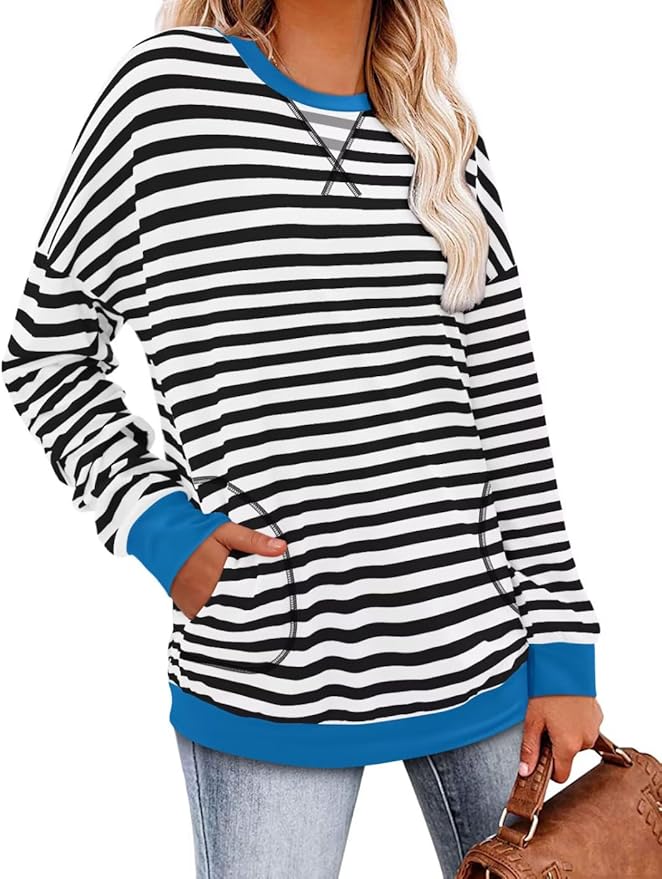 Magritta Women's Long Sleeve Leopard Color Block Tunic Comfy Crewneck T Shirt Tops Black XL