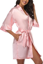 Giova Women's Satin Robe Bride & Bridesmaid Wedding Party Bathrobe Short Kimono Gown