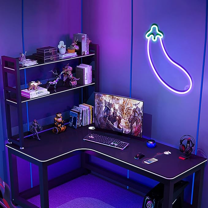 ENUOLI Eggplant Neon Signs,LED Purple Eggplant Neon Light Decorative Art LED Lights for Wall Decor,USB/Battery Powered Night Lamps Light Up Signs for Bedroom,Party, Living Room,Home Decor