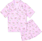 QPANCY Kids Satin Pajamas Sets Baby Boy Girl Button-Down Silk Sleepwear 2 Piece Short Sleeve Loungewear Clothes Set