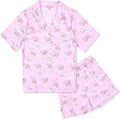 QPANCY Kids Satin Pajamas Sets Baby Boy Girl Button-Down Silk Sleepwear 2 Piece Short Sleeve Loungewear Clothes Set