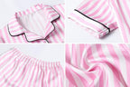 Umeyda Women & Girls Pajamas Set, Soft Satin Lightweight Silk Button-Down Top with Shorts 2 Piece PJS for Mom Boys Kids Gifts