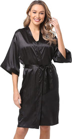 Women's Satin Robes Set with Nightgown Silk Kimono Pajamas 2 Piece Sleepwear Camisole Wedding Bride Gown Set