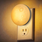 Moon Night Light Plug in Wall, Dimmable LED Lunar Lamp with 3 Color Lighting & Timer, Decorative Wall Night Light for Kids Adults Bedroom Bathroom Hallway Home Decor