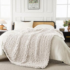 Ultra Soft Chunky Knit Throw Blanket 40x50 Hand Knitted Warm Chenille Throw Blanket, Home Decor Soft Thick Yarn Cable Knit Blanket Breathable Fleece Banket Christmas for Couch Bed Sofa Best Gift