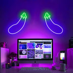ENUOLI Eggplant Neon Signs,LED Purple Eggplant Neon Light Decorative Art LED Lights for Wall Decor,USB/Battery Powered Night Lamps Light Up Signs for Bedroom,Party, Living Room,Home Decor