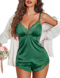 Avidlove Satin Pajamas Set Womens Lace Sleepwear Sexy Lingerie Cami Shorts Set S-XXL