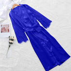Mzkdieey Women's Floral Lace Robe Silk Kimono Bathrobe Long Bridesmaids Wedding Party Loungewear Sleepwear Dressing Gown