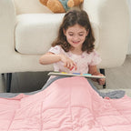 yescool Weighted Blanket (7 lbs, 41" x 60", Pink Grey) Cooling Heavy Blanket for Sleeping Perfect for 60-80 lbs, Breathable Blanket with Premium Glass Bead, Machine Washable