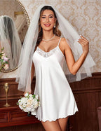 Ekouaer Lingerie for Women 2 Pack Silk Nightgowns Babydoll Negligee Sexy Slip Nighty Satin Chemise Teddy Sleepwear