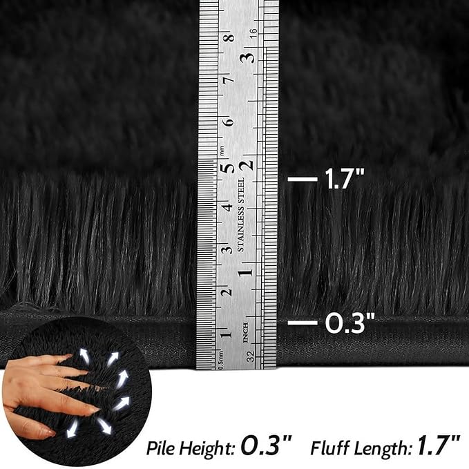 8x10 Area Rug Fluffy Shaggy - Ultra Soft Faux Fur Non-Slip Machine Washable Carpet for Bedroom, Living Room, Nursery & Dorm Cozy Home Decor