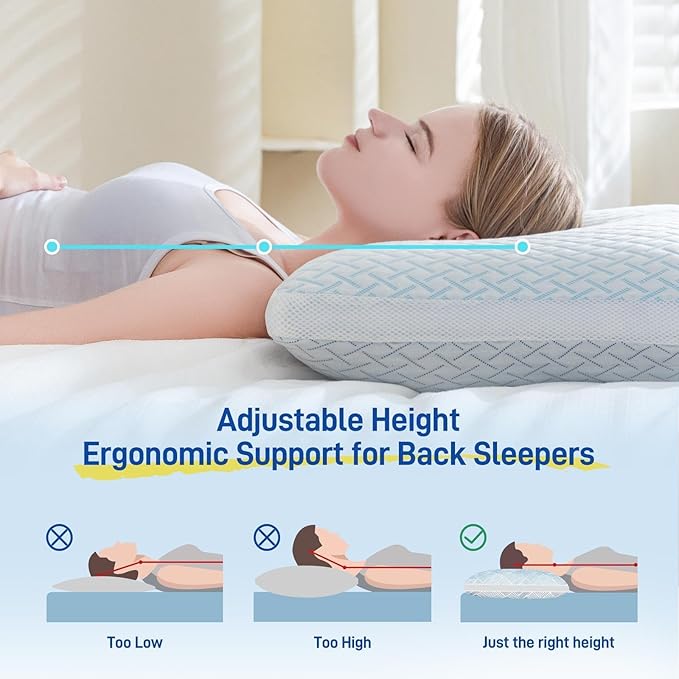 Alkyonos Shredded Memory Foam Cooling Soft Pillow King Size, Adjustable Hypoallergenic Hotel Quality Pillow for Back, Side and Stomach Sleeper, Bamboo Viscose Cover, Oeko-TEX Certified