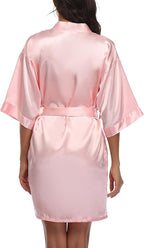 Giova Women's Satin Robe Bride & Bridesmaid Wedding Party Bathrobe Short Kimono Gown