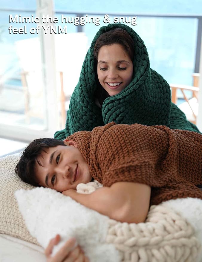 YnM Chunky Throw Blanket, Medium-Weight, Hand Knitted, Skin Friendly, Ventilated and Breathable, Machine Washable, Home Décor Piece for Couch, Sofa and Bed (Pacific Green, 40x50 Inch)