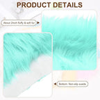 PATIKIL 12" Locker Rug, Small Area Rug Mini Faux Fur Rugs Small Locker Carpet Soft Fluffy Tiny Photography Props Square for Nail Photo Tabletop Background Picture Decoration, Cyan Blue