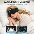 Sleep Mask with Bluetooth Headphones, 100% Light Blocking Sleep Headphones for Side Sleepers Men Women, Eye Mask with Thin Stereo Speakers, Soft Eye Cover for Travel Gift