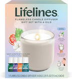 Lifelines Flameless Candle Aromatherapy Essential Oil Diffuser with 4 ClickWick Essential Oil Blends - Cordless & Waterless Diffuser for Home - Scented Electric Candles Blow Out Flame - Frosted Cream