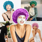 6Pcs Satin Bonnet Silk Bonnet, Hair Bonnet for Sleeping, Elastic Wide Band Silk Sleep Cap, Soft and Breathable