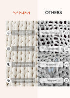 YnM Chunky Throw Blanket, Medium-Weight, Hand Knitted with Chenille Yarn, Skin Friendly, Ventilated and Breathable, Machine Washable, Home Décor Piece for Couch Sofa and Bed (Butter Cream, 80x87 Inch)